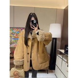 2025 Winter New Two Sides Wearing Lamb Wool Coat Women's Long Fur Locomotive Clothing Thicker Warm Coat