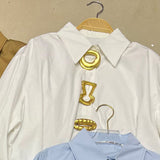 2026 Heavy Industry Fashion Collar Loose Personality Button Simple Women's Long-Sleeved Shirt Shirt