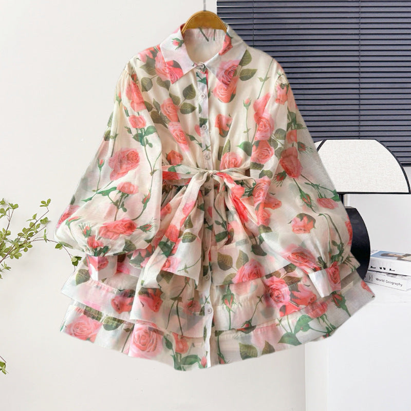 Gentle Temperament Female Dress Flowing Feeling Printed Dress Large Size Loose Dress