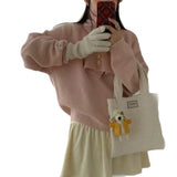 KANING Korean Lazy Sweater 2026 New Winter Fashion Exploding Scarf Knitted T-Shirt