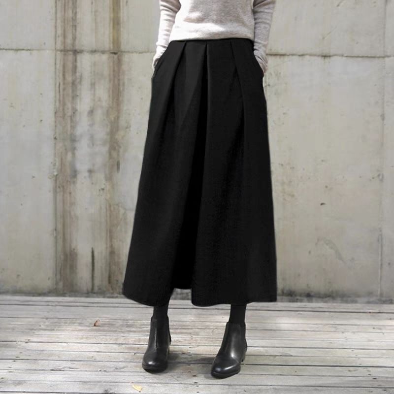 2026 Autumn And Winter New Skirts Loose Broad Leg Pants Nine Trousers Hair, Tight Waist Wide Leg Pants