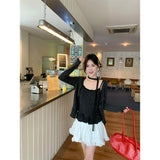 Sweet Set Knitted Shirt Short Coat Women Autumn Design Small Design Small Ribbon Ribbon Hanging