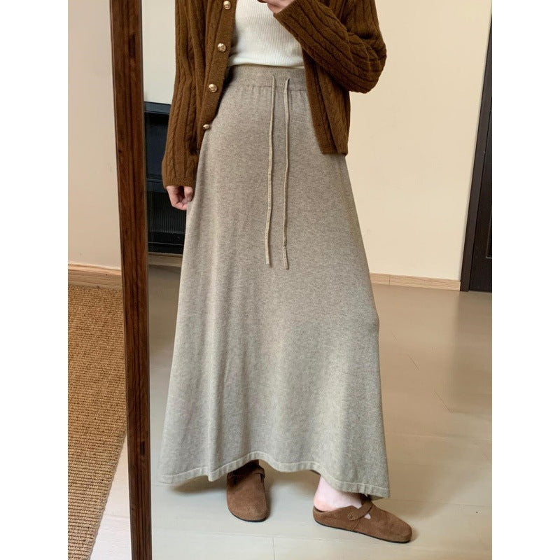 KANING Autumn Warm And Comfortable Knitted Skirt 2026 New Korean Edition Harvesting Skinny Mid-Dressed Skirt Woman