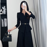 Temperament Commuting Style Large-Size Fat Mm High-Rise Long-Sleeved Top Skirt Suit Women Spring And Autumn