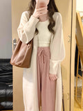 KANING Gray Long Over-Knee Sweater Jacket Woman 2026 Autumn Lazy Wind Thin Knitted Cardigan