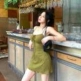 Vintage Holiday Sling Dress Women 2026 Summer Pure Want To Recupers Dress Pure Hot Girl Green Skirt