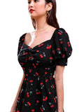 Temu Fashion Elegant Print V-Neck Dress Summer New A-Word Short Skirt