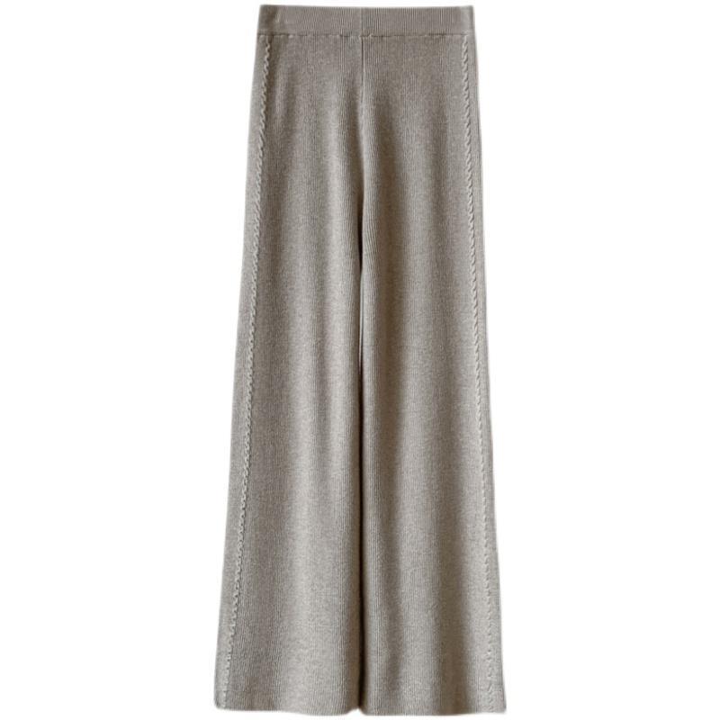 KANING Crotch Knitted Broad-Legged Trousers Women 2026 Autumn And Winter High Waist Hanging Mop Lengthened Leisure Straight Pants