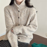 KANING Vintage Lazy Flower Line High-Necked Knits 2026 Fall/Winter New Loose Soft-Shose Sweater Coat