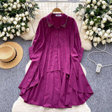 Design Irregular Shirt Women's Diamond Nail Pearl Single-Regable Bat Sleeves Long Medium Cover