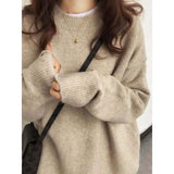 Grey Round-Neck Bottom Sweater Women 2025 Autumn And Winter New Korean Version Of Loose Lazy Wind Thick Knitted Shirt Tide