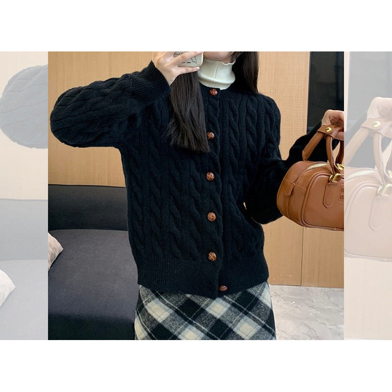 3.11/New In Spring XUAN XIAO JIE Solid Blue Knitted Shirt Woman
