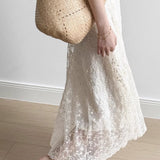 French Apricot-Coled Dress Women's Summer 2026 New High-End Temperament Lace Heavy Industrial Dress