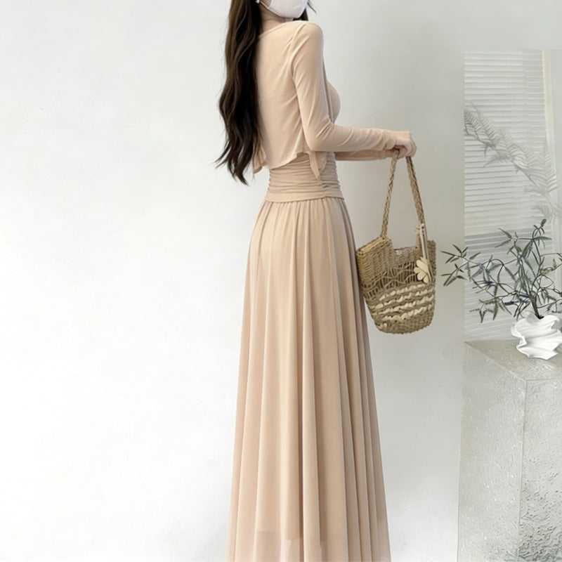 French Temperament Royal Sister Suit Dress Women 2026 Summer High-End Temperament Thin Sling Slings Open Shirt Half Dress Three-Piece