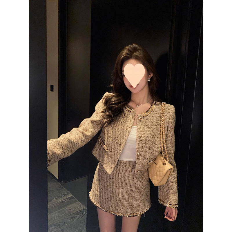 Thousand Gold Style Suit Women's Glide Small Fragrant Coat 2026 Autumn New Temperament Small Short Skirt