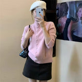 KANING Gentle Wind And High-Collar Soft-Collared Sweater Women 2026 Autumn And Winter New Korean Buckle Knitted Open Shirt