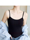 Ice Thread Short Knitted Fine Strap Sling Sling Vest Woman With Chest Pad In The Body Of A Suit And Bottom Shirt Wear