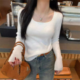 KANING Knitted Bottom Sweater Women's Autumn And Winter 2026 New Body Repair Collar Long Sleeves Short Female Top