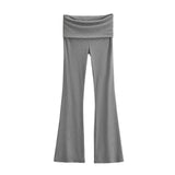 New Hottie Sexy Casual Flare Trousers Design Feel Thin Straight Broad Leg Pants Low Waist