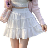 Girl Wind Tight Waist Solid Wood Ear Half-Dress Girl Summer Sweet Anti-Puff Puff A-Type Skirt