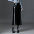 2025 Autumn And Winter High-Rise Straight Body Half Dress Female Version Of Fashion Large Size PU Leather Skirts Thin Dress