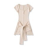 Hottie Sexy Deep V Girl Summer Slimming Waist Belt Short Dress