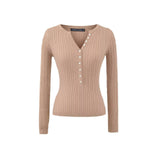 Sweater Women's Autumn/Winter Slot High-End Sleeve Long Sleeve V-Necked Knitted Women's Sweater
