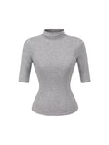Pure Lustful Breeze High-Necked Mid-Sleeve T-Shirt Mid-Sleeve Bottom Short-Sleeved Top T-Shirt Inside The Body