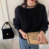 KANING Round Neck Hanging Neck Knitted Jersey 2026 Autumn New Korean Version Of Loose Design Sweater Woman