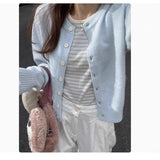 KANING Gentle Wind Candy Color Knitted Cardigan Women 2026 Autumn New Soft Slim Blouse Outside
