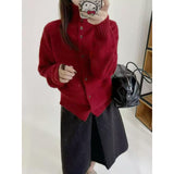 KANING Korean Languishing Collar Solid-Color Knitted Cardigan 2026 Autumn And Winter New Fashion Sweater Jacket