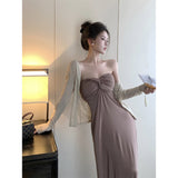 Gentle Atmosphere Feel Skinny Tective Dress Women In Early Spring Pure Desire To Slime Short Sleeves Long Skirt Dress Set