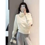 KANING Korean Irregular Collar Thicken Knitted Shirt 2026 Autumn And Winter New Design Sense Lazy Jacket Sweater