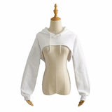 Black And White Hooded Long-Sleeved Jacket Short Autumn Women's New Design Sense Niche Hairy Irregular Tops