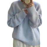 Grey Round-Neck Bottom Sweater Women 2025 Autumn And Winter New Korean Version Of Loose Lazy Wind Thick Knitted Shirt Tide