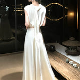 2026 Summer Elegant Temperament Ribbon Dress Lanky High-Rise High-Rise A Word Thin Dress