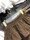 Autumn And Winter Loose Waist Corduroy Short Skirt Girl Lotus Leaf Cake Half-Dress Babes Thin A Word Fluffy Skirt