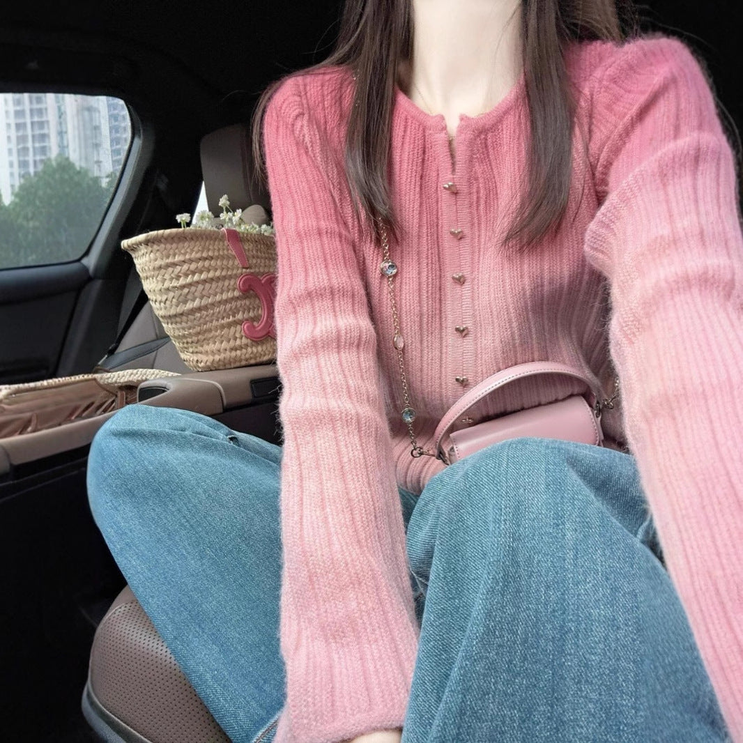 KANING Pink High-Functure Knitted Dress Girl Early Autumn 2026 New Korean Chic Chic Design Blouse