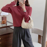 KANING Solid-Colored Semi-High Collar Knitted Shirt 2026 Autumn And Winter New Loose Basic Jacket Sweater Bottom