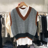 South Korea Dongdaemun 2026 Autumn And Winter New Retro V-Neck Short-Sighten Knitted Vest Woman