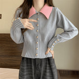 KANING Korean Collider Polo Collidered Polo Knitted Cardigan Women's New Slim Slim Sweater In Autumn And Winter 2026