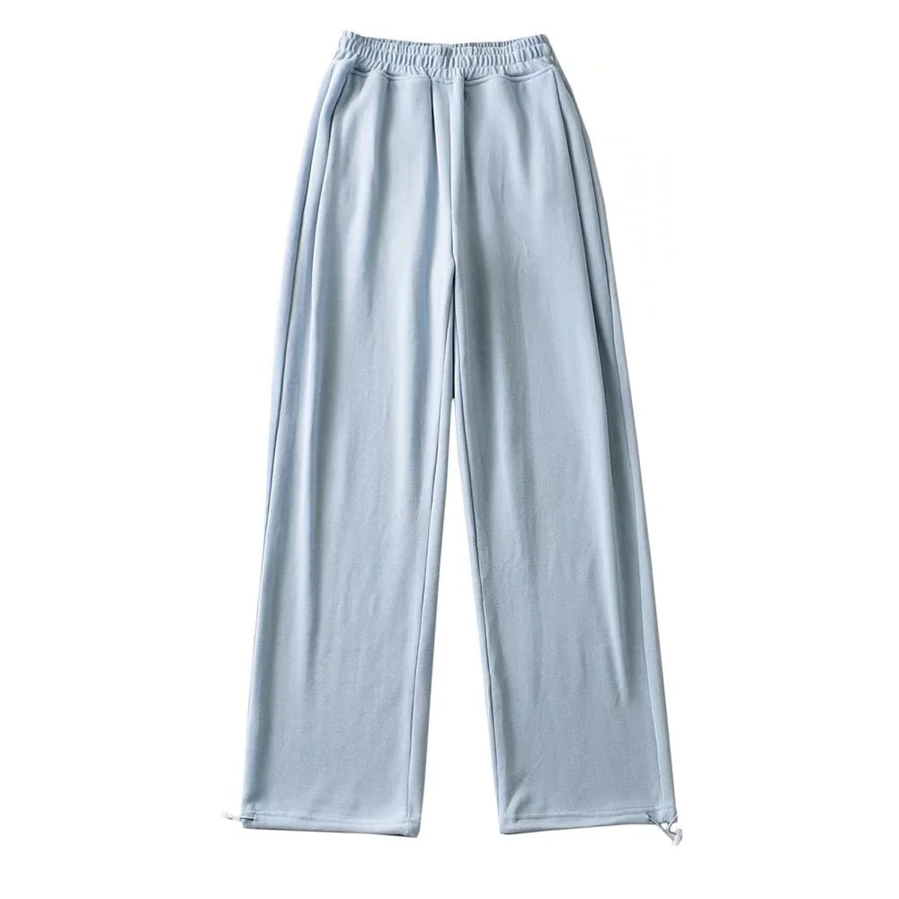 12 Color Loose Casual Foot Pants Women's Trousers Chic Dredging Sweatpants Straight Draw Rope Broad Leg Trousers Drag Floor Pants