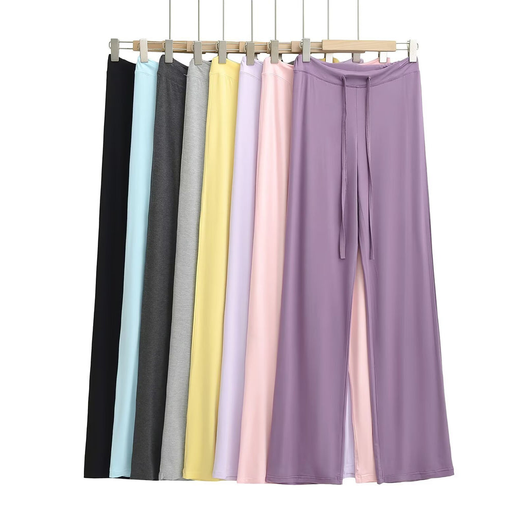 Hottie Summer Thin Drawstring Comfortable Loose Yoga Pants Straight Broad Leg Pants Low Waist Shake Trousers