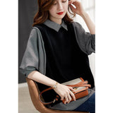 Shirt Women's Autumn 2026 New European Gas Chic Shirt Loose Fake Two High-End Feeling Long-Sleeved Top