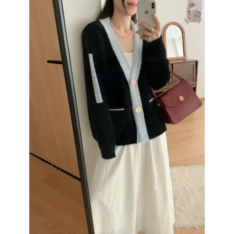 KANING Sweet And Gentle Knitted Cardigan 2026 Autumn New Women's Lazy Wind Loose Sweater Jacket