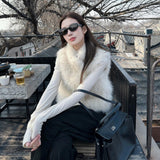 2026 Autumn And Winter High-End Light Luxury Imitation Goat Woolen Cotton Vest Women's Short Hairy Coat Top