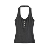 Pure Hot Girl Shell Buckle Neck Vest Button Repair Vest Vest Blouse Summer Women's Clothing