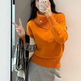 KANING Korean Irregular Collar Thicken Knitted Shirt 2026 Autumn And Winter New Design Sense Lazy Jacket Sweater