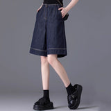 6 Points Of Denim Shorts Women's Summer Thin A-Word 2025 New Loose Thin Straight Trousers Wide-Legged Trousers