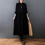 2026 Autumn Dress New Literary And Art Women's Clothing Large-Size Leisure Warm Wick Velvet Collar Long Swing Dress Women
